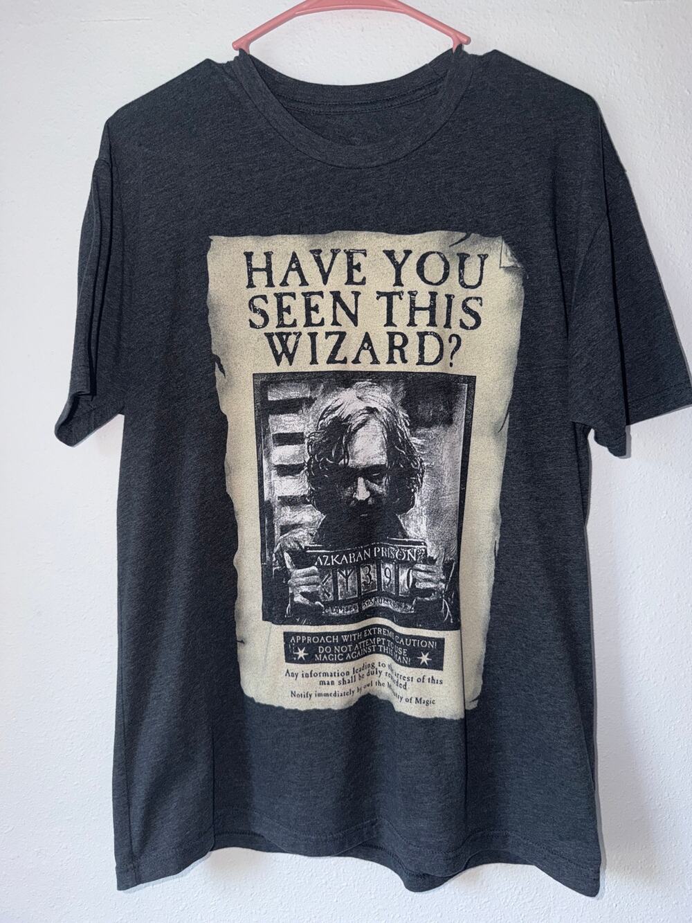 Gray Harry Potter Sirius Black Have You Seen This Wizard Graphic Print Tee Sz L